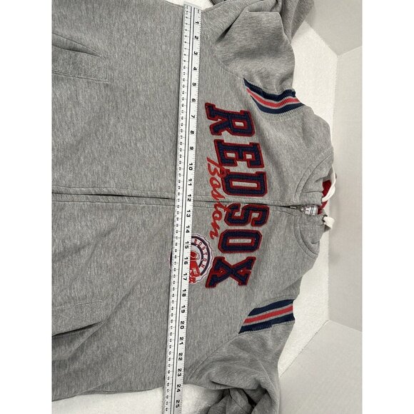 Y2K RED SOX  FULL ZIP HOODIE MAN L/G GENUINE MERCHANDISE G111 SPORTS GRAY SEWN - Picture 14 of 16